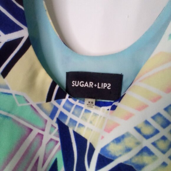 Sugar Lips Dress Women XS Sleeveless Lined Open Back Pattern Colorful - Picture 10 of 15